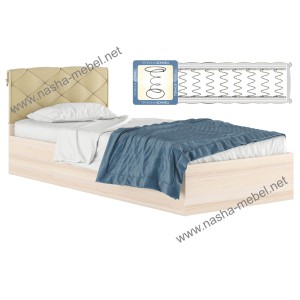 Кровать Виктория 90 дуб с подушкой и матрасом