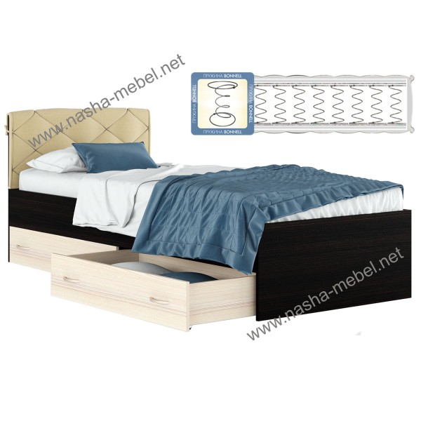 Кровать Виктория-П с матрасом и ящиками