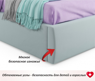 Купить мягкая кровать "stefani" 1400 мята пастель с подъемным механизмом с орт.матрасом астра | ZEPPELIN MOBILI