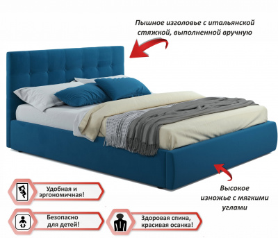 Купить мягкая кровать "selesta" 1800 синяя с подъемным механизмом | ZEPPELIN MOBILI